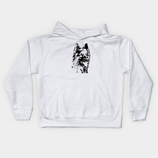 German Shepherd Pen and Ink Art Kids Hoodie